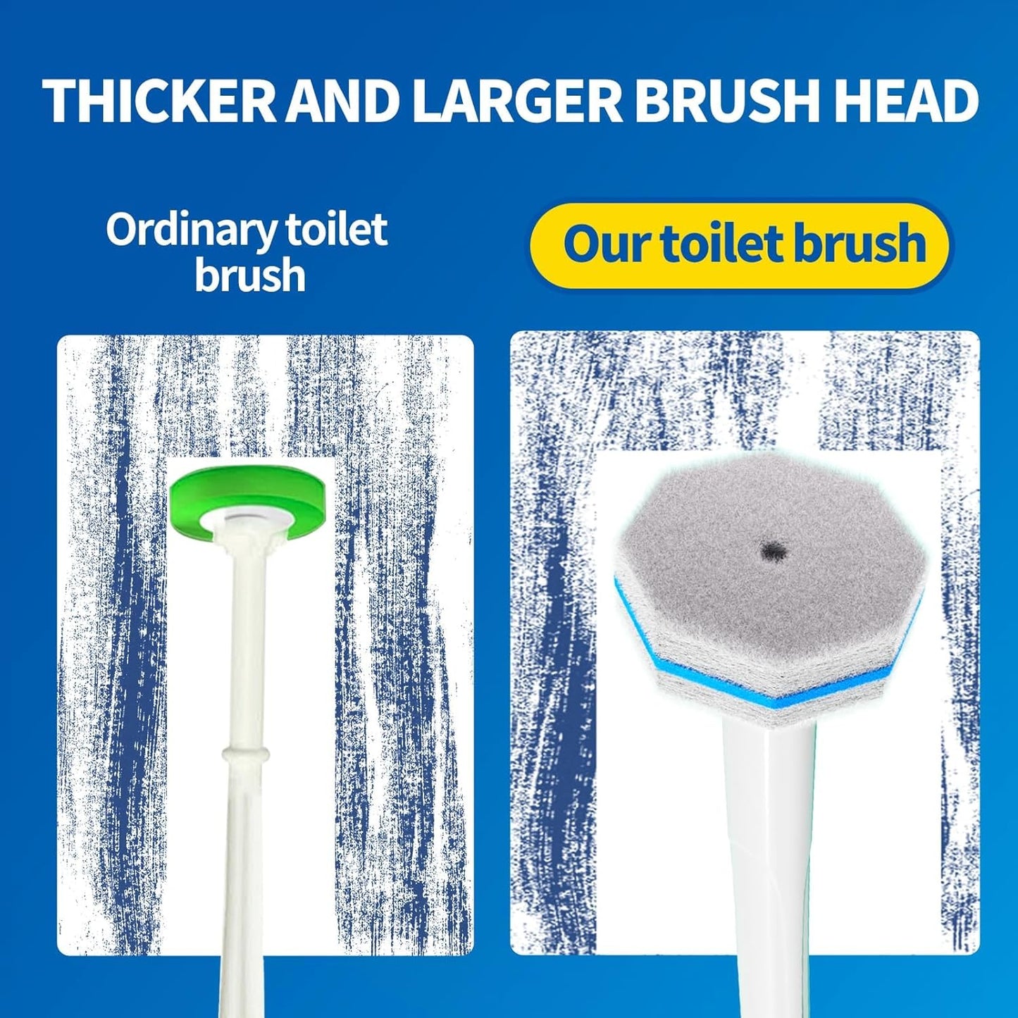Disposable Toilet Cleaning Wand Set with 50 Refill Pads, Wall-Mounted Holder, Long Handle Toilet Brush System for Deep Bathroom Cleaning