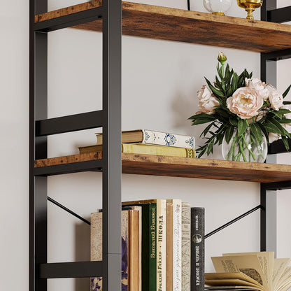 IRONCK Bookshelf, 31.5in Wide Shelf 6 Tier Bookcase, 110lbs/shelf Vintage Industrial Style Bookshelves for Bedroom, Living Room and Home Office, Vintage Brown