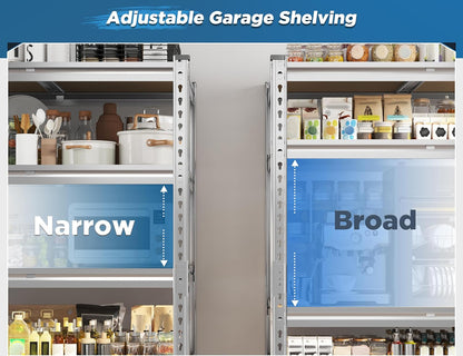 REIBII Garage Shelving, 4 Tier Storage Shelves Load 2550LBS, Adjustable Garage Shelving Heavy Duty, Metal Shelves Unit for Basement, Warehouse, 48" W x 60 "H x 24" D, Galvanized