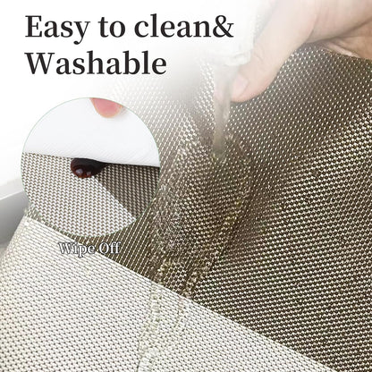 Vinyl Plastic Placemats Set of 6 Washable Heat Resistant Non-Slip Elegant Indoor Outdoor Kitchen Dining PVC Woven Table Place Mats (Light Coffee Lattice Block)