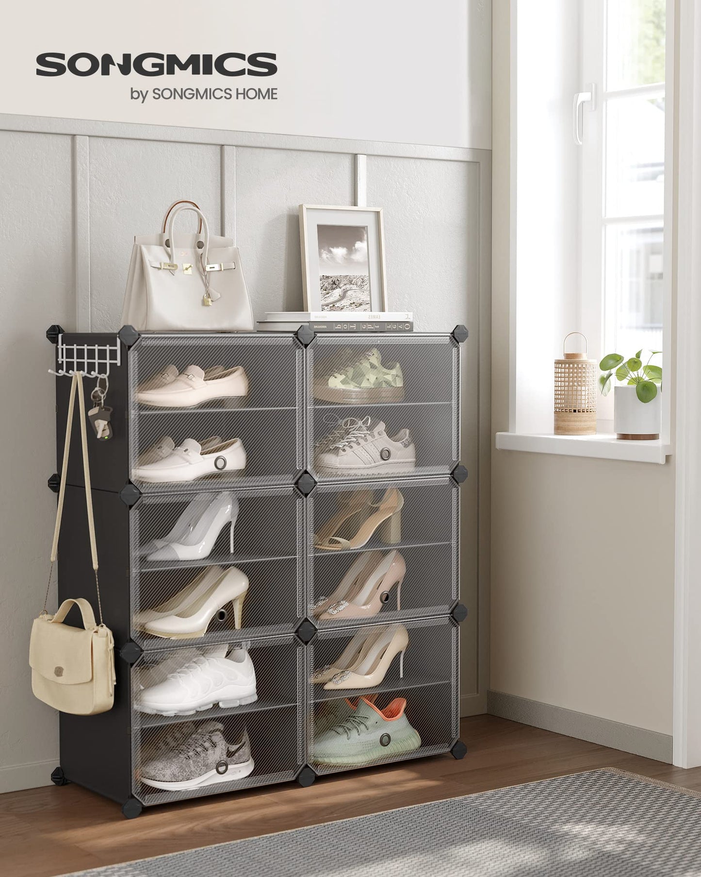 SONGMICS Shoe Rack Organizer, 6-Tier Shoe Storage Cabinet for Closet and Entryway, Holds 24 Pairs