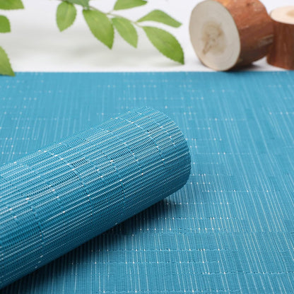 Myir JUN Placemats Set of 4, Vinyl Woven Placemats Place Mats Indoor Set of 4 Washable Table Mats Non-Slip Place mats for Dining Table (Blue, Set of 4)