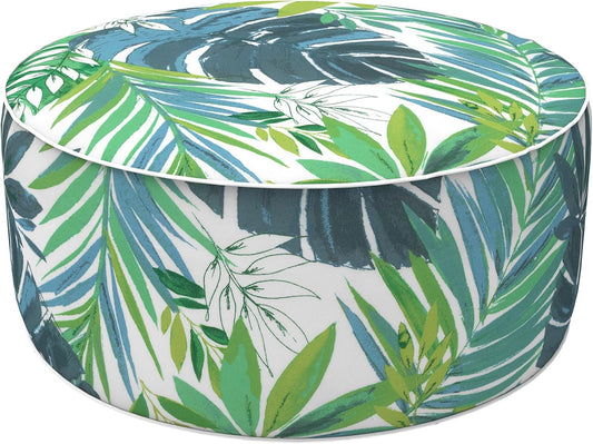 LVTXIII Outdoor/Indoor Round Inflatable Ottoman, All Weather Patio Footstool, Portable Footrest