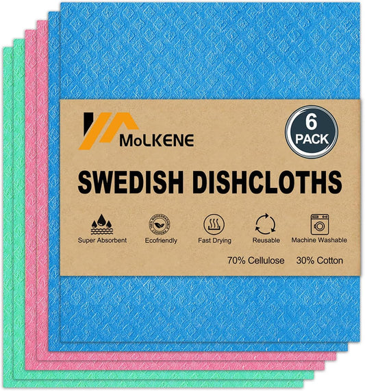 Swedish Dishcloths, Reusable Soft Kitchen Towels, Absorbent Sponge Cleaning Cloths, Washable Quick