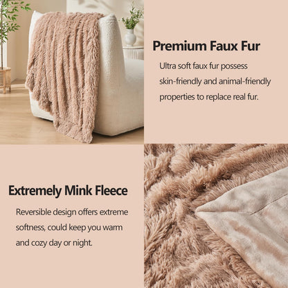 GONAAP Fuzzy Faux Fur Throw Blanket Taupe Super Soft Cozy Plush Fuzzy Shaggy Blanket for Couch Sofa Bed (Taupe, Throw(50"x60"))