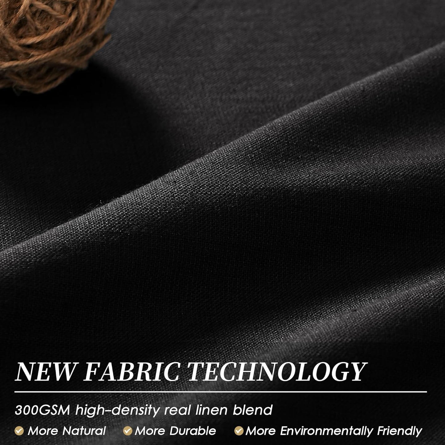 BOODII 108 Inch Black Out Curtains 2 Panels Set Back Tab Thermal Insulated Black Linen Textured Blackout Curtains Noise Reducing for Farmhouse Living Room Darkening Window Drapes 52x108