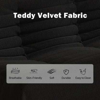 Bean Bag Chair, Loveseat Fireside Chair Bean Bag Sofa Large Bean Bag Chair for Adults, 2 Seater Bean Bag Chairs for Teens with High Density Comfortable Foam, Bean Bag for Living Room, Bedroom (Black)