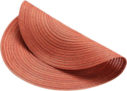 AHHFSMEI Round Braided Placemats Set of 8 Round Table Mats for Dining Tables Natural Woven Heat Resistant Place mats 15 Inch(Orange,8)