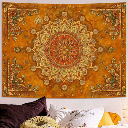 Lunerfex Floral Mandala Tapestry Boho Tapestry for Bedroom Brown Tapestries Wall Hanging Living Room Wall Art and Home Decor 44x60