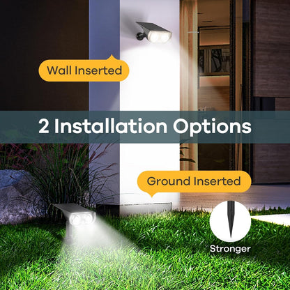 Linkind Solar Lights Outdoor Waterproof IP67, StarRay Dusk-to-Dawn Outdoor Solar Lights, 3 Lighting Modes Solar Spot Lights Outdoor for Garden, Yard, Landscape (Daylight, 2 Pack)