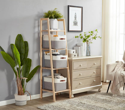 DECOMOMO Storage Baskets for Shelves - Fabric Closet Organizers and Storage Bins, Perfect Baskets for Organizing Closet Toys Nursery (Grey and White, XL - 3 Pack)