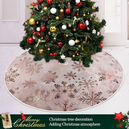 Christmas Tree Skirt, 48 Inch Seamless Pattern Rose Gold Snowflakes Xmas Tree Skirt for Christmas New Year Party Decorations Christmas Tree Mat