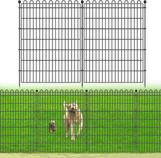 8 Panels No Dig Decorative Garden Fence for Yard, 48 in(H) X 21 ft(L) Animal Barrier Fencing for Outdoor Dog, Metal Portable Garden Fences for Borders, Pets, Landscape, Temporary Fence