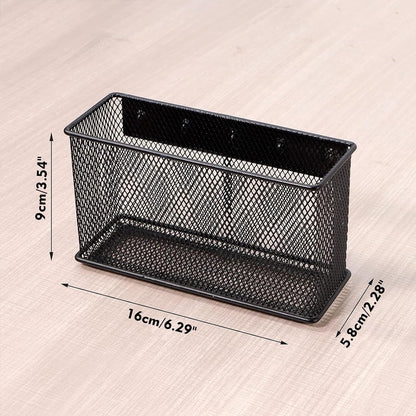 Magnetic Storage for Locker Baskets Organizer Black Magnetic Basket with 5 Strong Magnets, Magnetic Locker Organizer Holder for Whiteboard Office, 6.29'' × 2.28'' × 3.54''
