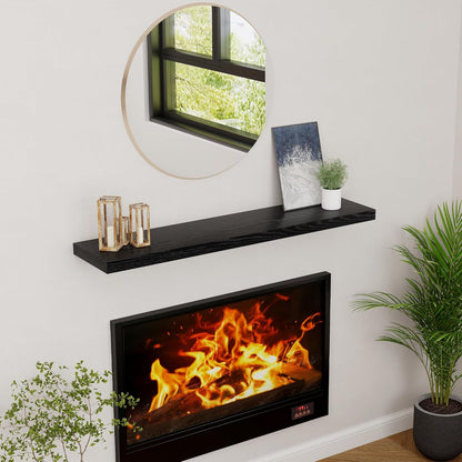 48 Inch Floating Shelves Black, Rustic Wood Floating Shelf Wall Mounted, 9 Inch Deep Floating Shelf for Kitchen, Bedroom, 48 x 9 Wall Shelves for Home Storage, Set of 1