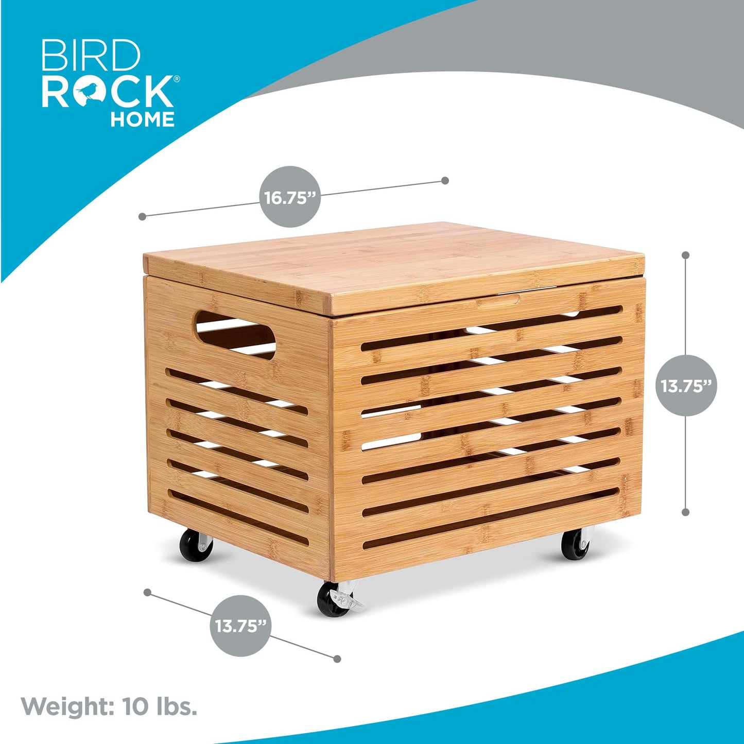 BIRDROCK HOME Rolling File Storage Organizer Box with Lid - Bamboo Decorative Wood Hanging File Box
