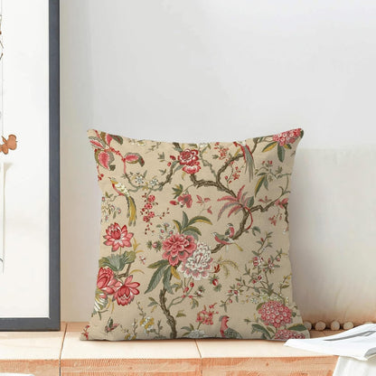 CXMEIFLY Spring Floral Birds Pillow Covers 16 x 16 Inch Set of 2 for Chinoiserie Flowers Decor Throw Pillows Pink Red Plant Outdoor Decorative Cushion Cases for Couch Bed Decorations