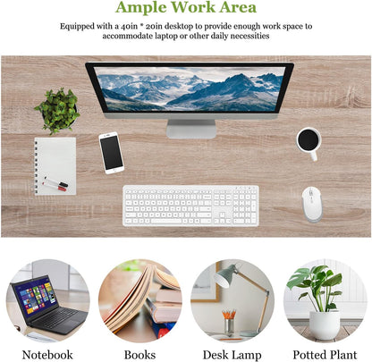 PayLessHere | 39 Inch Computer Desk | Nature | Office Desk with Metal Frame, Adjustable Feet | Water-Resistant, Scratchproof Surface | Sturdy Writing Table for Home Office or Study | Pack of 1