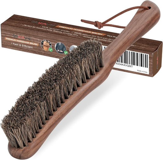 Lint Brush for Clothes with 100% Soft Horse Hair Bristle, Large Walnut Wood Handle, Lint Remover