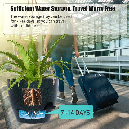 10 Inch Self Watering Hanging Pots, 2 Pack Hanging Planters with 40oZ Deep Reservior for Indoor Outdoor Plants Flowers, Black Speckles