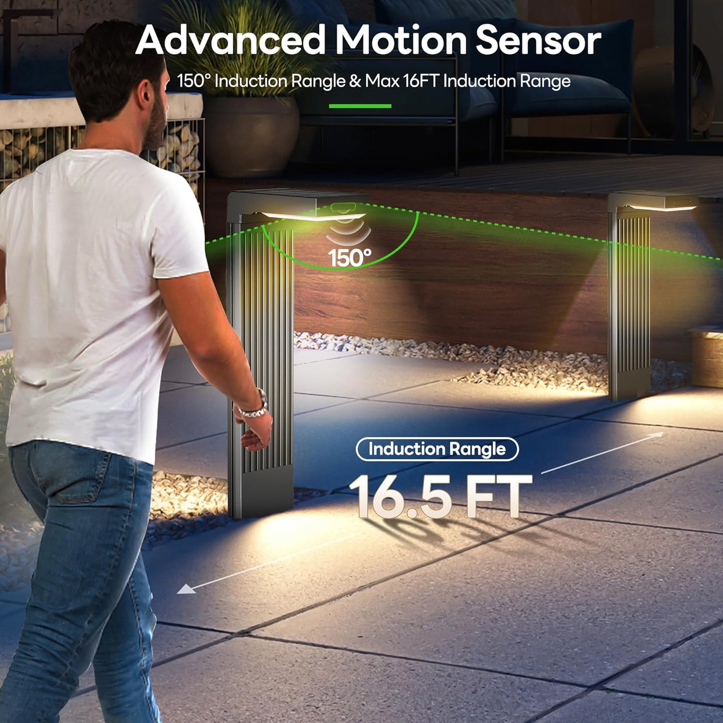 Solar Pathway Lights Outdoor 6Pack, 400LM Motion Sensor Walkway Lights with Warm/Cool White, 12H Lasting, IP65 Waterproof Solar Powered Landscape Lighting for Garden, Yard