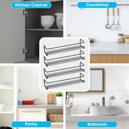 ROFAY Spice Rack Organiser, 4 Pack Wall Mounted Tier Shelf with Adhesive Sticker & Screws for Spices, Herbs, Jars and Other in Cupboard/Kitchen/Cabinets/Pantry