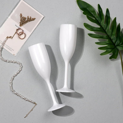 XUWAIDSGN Acrylic Champagne Flutes Toasting Glasses Unbreakable Mimosa Bar Reusable Wine Glasses Vintage Champagne Flutes Stemmed Drinking Cups 5.4 OZ for Christmas Birthday (100, white)