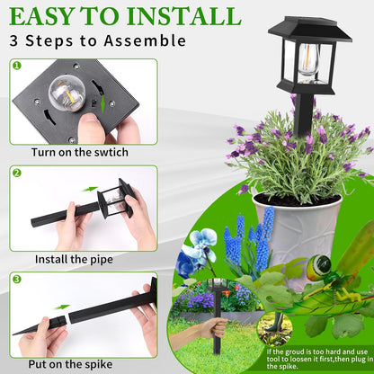 Solar Lights Outdoor,12 Pack Waterproof Auto On/Off Solar Pathway Lights for Your Garden, Landscape, Path, Yard, Patio, Driveway,Walkway Decor