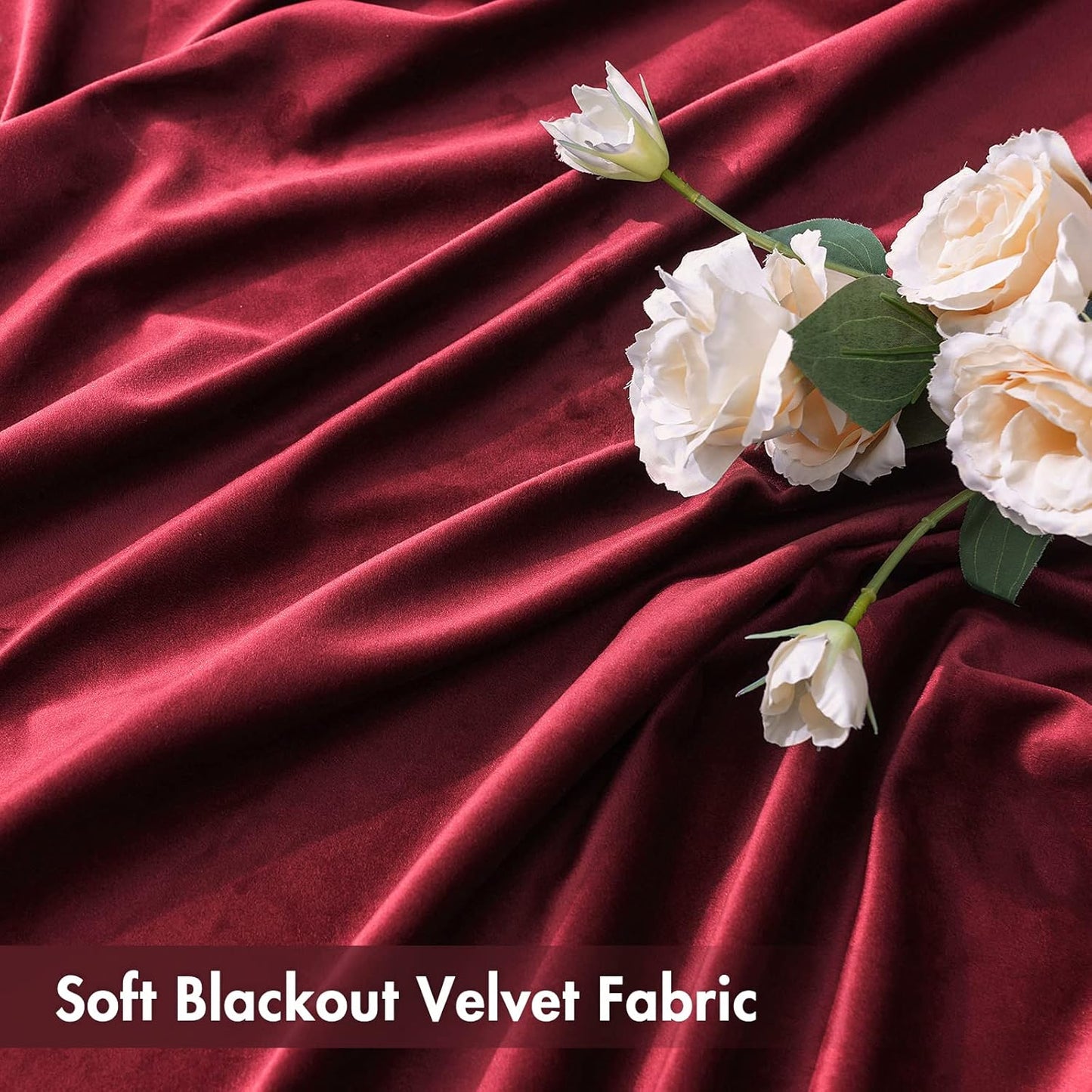 MIULEE Burgundy Velvet Curtains Thermal Insulated Blackout Curtain Christmas Drapes for Bedroom Living Room Darkening 96 Inches Long Curtains Panels Rod Pocket Set of 2