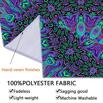 PSYHILAR Blacklight Mandala Tapestry for Bedroom, Psychedelic Black Light Posters for Adults and Teens, Neon UV Reactive Aesthetic Bohemian Art Wall Hanging Decor (80 x 60 Inches)