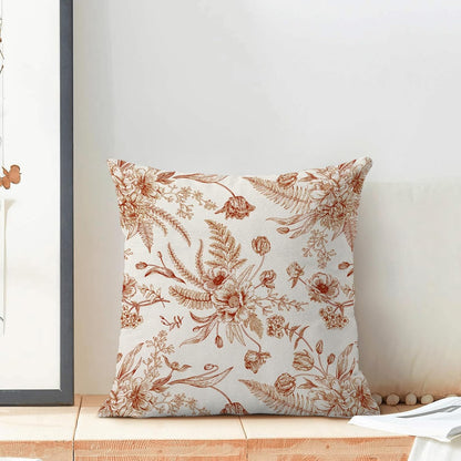 CXMEIFLY Burnt Orange Spring Pillow Covers 18 x 18 Inch Set of 2 for Chinoiserie Flowers Decor Throw Pillows Floral Leaves Seasonal Plant Outdoor Decorative Cushion Cases for Couch Bed Decorations