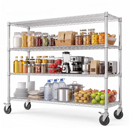 Garvee 70"H Storage Shelves with Wheels, NSF Wire Shelving Rack for Kitchen