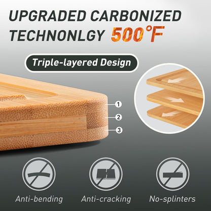 Bamboo Cutting Board Set Non Slip Feet with Holder Over Sink Kitchen Gadgets Charcuterie & Chopping Board Apartment Essentials New Home Must Haves Things Stuff Accessories House Housewarming Gifts