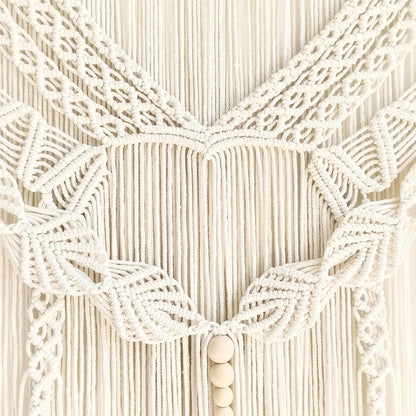 Achart Macrame Wall Hanging Large- Boho Wall Decor- large wall art- Wall Decor Living Room- Macrame Tapestry Boho Decor for Bedroom (Leaf &Wood Bead)