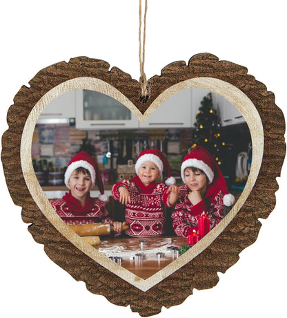 Let's Make Memories Personalized Christmas Ornament - Photo - 2025 Christmas Ornament - Decor - for Families - for Couples - for Friends - Rustic Wood Heart