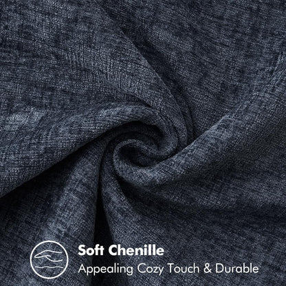 MIULEE Pack of 2 Couch Throw Pillow Covers 16x16 Inch Dark Blue Farmhouse Decorative Pillow Covers with Stitched Edge Soft Chenille Solid Dyed Spring Pillow Covers for Sofa Bed Living Room