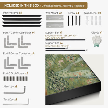 SIGNWIN 60"x72" Extra Large Framed Wall Art Medieval Fantasy Forest with Woodland Animals, Storybook-Inspired Scene for Home Living Room Bedroom Decor (Frame Assembly Required)