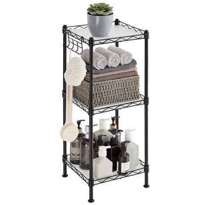 SONGMICS Storage Shelf, Bathroom Shelf for Small Space, 3 Tier, Ink Black