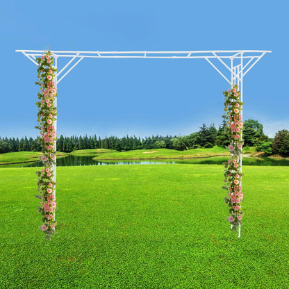 Garden Trellis for Climbing Plants,Outdoor Garden Arch Arbor Trellis,Steel Garden Trellis Wedding Arches for Ceremony Decoration 11.81x1.31x8.86ft (White)