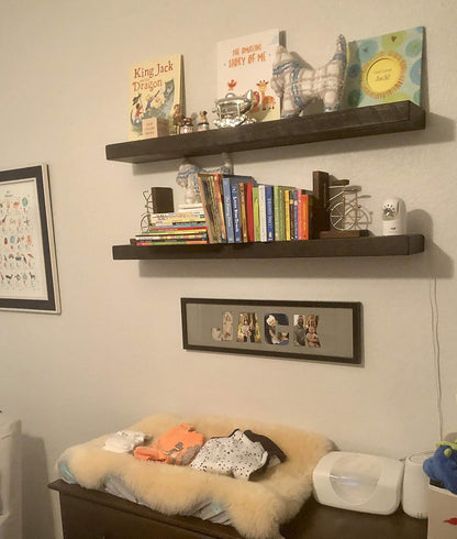 joelsantiques 54 Inch Wooden Floating Shelves for Wall - 54x6x2 in - Made of Natural Wood - Long Heavy Duty Rustic Wall Shelves for Bedroom - Perfect for Living Room, Kitchen - Mocha