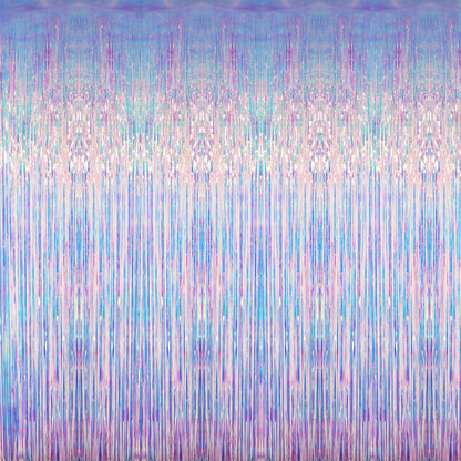 GOER 3.2 ft x 6.5 ft Metallic Tinsel Foil Fringe Curtains Party Photo Backdrop Party Streamers for Mermaid Birthday Party Decorations(1 Packs,Neon Blue)