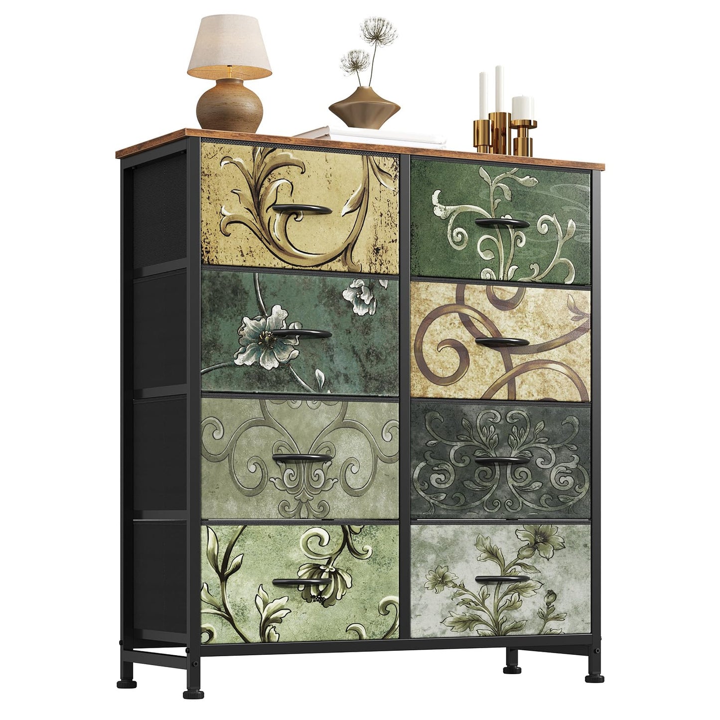 Sweetcrispy 8 Drawer Fabric Dresser, Tall Storage Tower for Bedroom