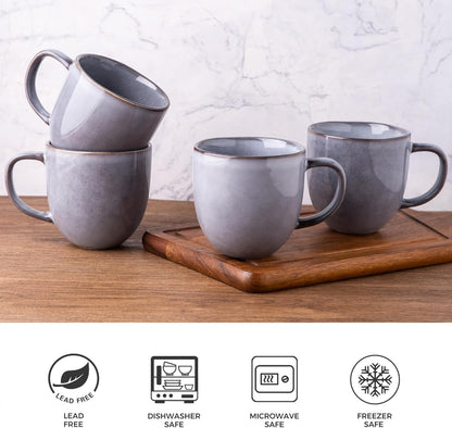 AmorArc 12oz Coffee Mugs, Ceramic Coffee Mugs set of 6 for Man, Woman, Dad, Mom, Modern Coffee Mugs with handle for Latte/Cappuccino/Milk/Cocoa. Dishwasher&Microwave Safe, Gray-Reactive Glaze