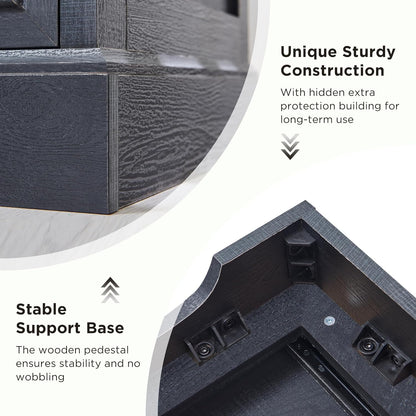 Farmhouse 9 Drawer Dresser for Bedroom, 36 Inch Tall Modern Dresser TV Stand with Large Drawers & Bar Handles, Rustic Wood Chest of Drawers for Bedroom, Living Room, Hallway, Black