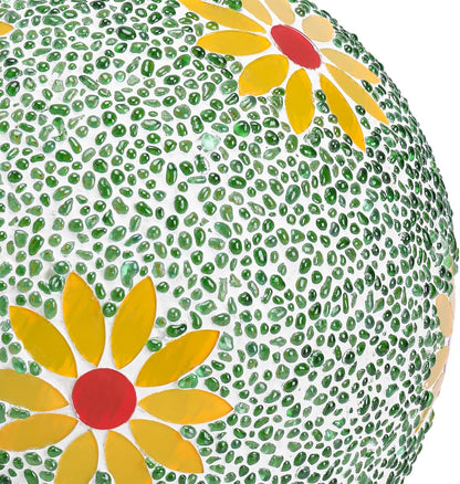 Gazing Ball 8 Inch Flower Glass Mosaic Garden Globe Outdoor Gazing Globe Yard Ornament for Garden Yard Home Lawn Outdoor Decoration Gift for Women (Not Solar Powered)