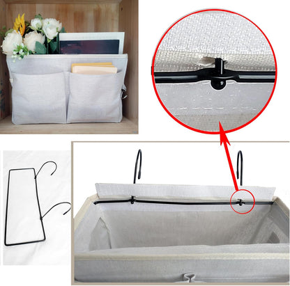 Bedside Caddy Organizer & Bedside Storage Basket Multi-Function Organizer for Bunk, Hospital Beds, Dorm Bed Rails,| Holds Magazines, Books, Glasses, Phone | Space-Saving (White 2 Pack)