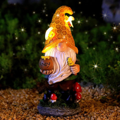 Solar Garden Gnomes Outdoor Statues-11.8‘’Outdoor Garden Decor-LED Outdoor Decor Light-Unique Housewarming Gifts Yard Art Sculptures for Patio Lawn Ornaments