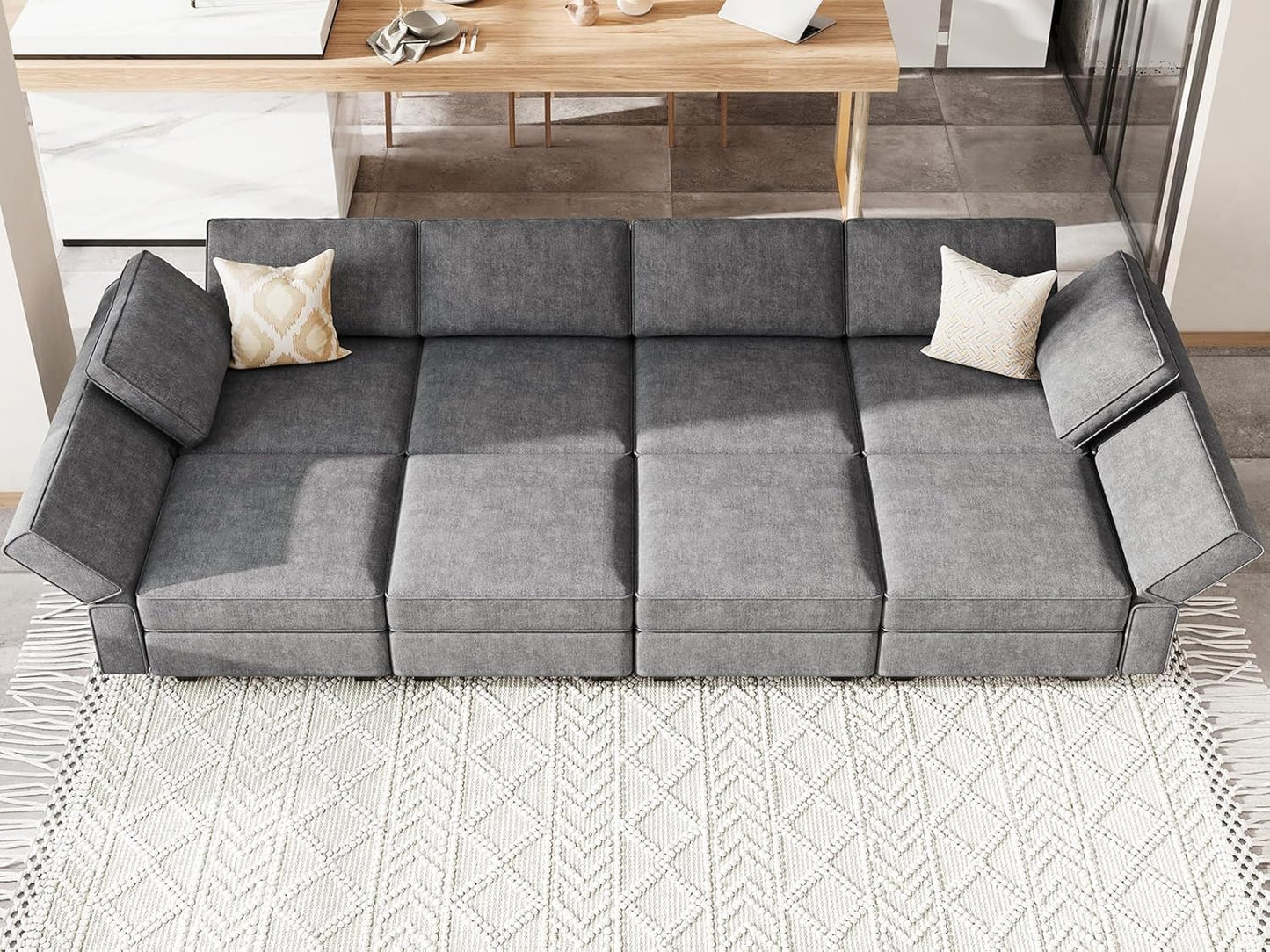 Belffin Modular Sectional Sleeper Sofa Bed Convertible Sectional Couches for Living Room. Dark Gery Couch