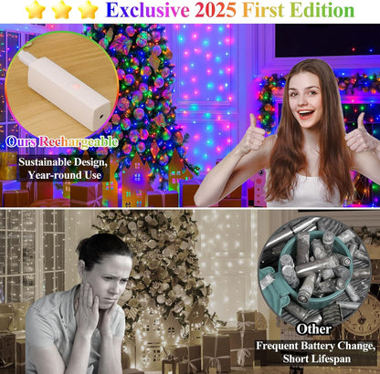 Lakumu Battery Operated String Lights, Twinkle Lights with Timer, Mini LED Fairy Lights for Bedroom, Christmas Decorations, Wedding, Vine, Centerpiece Table Decor (5M/16FT Multicolor)