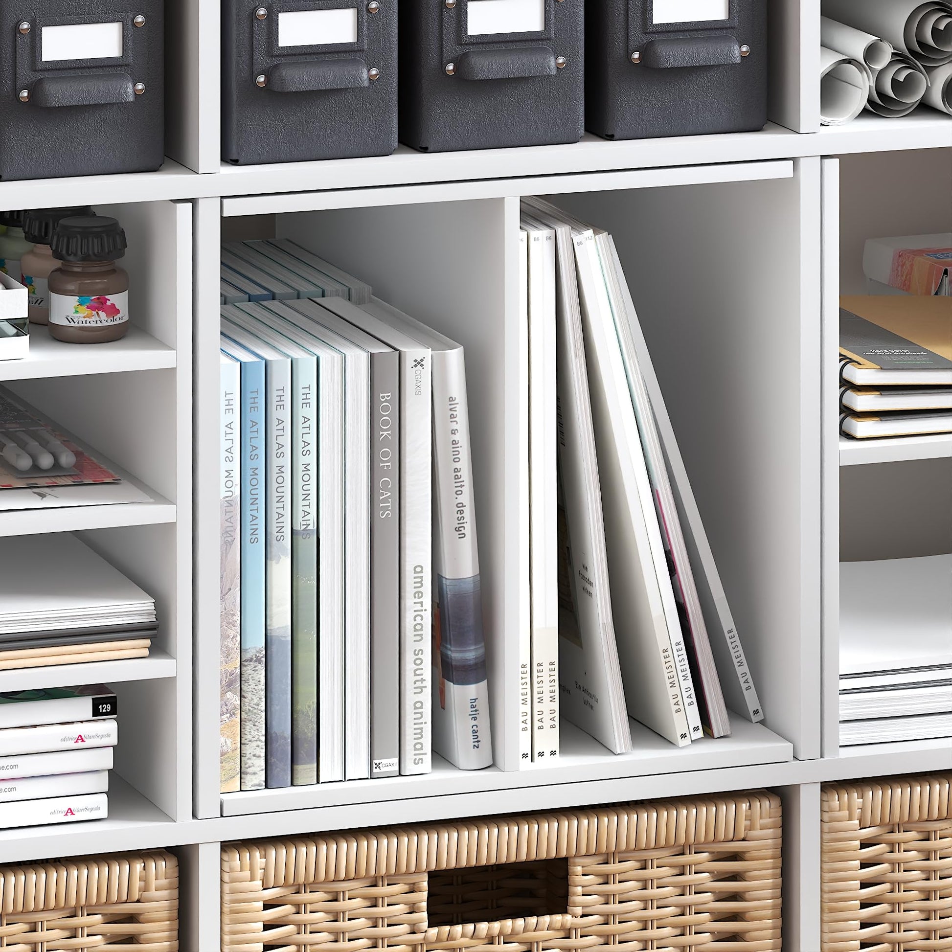 Furinno Cubicle H-Shelf Cube Insert, 2-Tier Cube Organizer, White